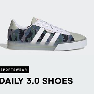Adidas Daily 3.0 shoe, size 10.5. Gray/blue/green camo print. Great condition!